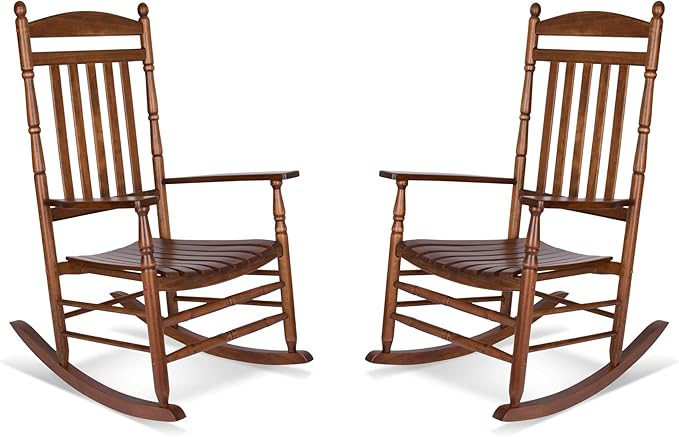 Shine Company Set of 2 Rhode Island Wooden Traditional Rocking Chairs, 2-Pack, Oak