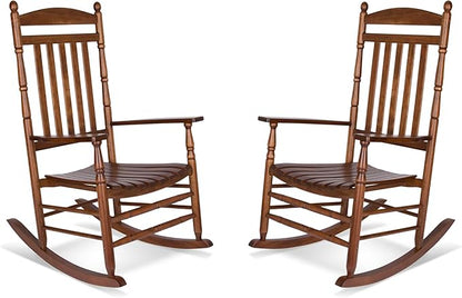 Shine Company Set of 2 Rhode Island Wooden Traditional Rocking Chairs, 2-Pack, Oak