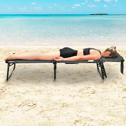 Tangkula Tanning Chair with Face Hole, Patio Folding Adjustable Reclining Beach Sunbathing Lounge Chair with Side Pocket, Portable Face Down Chaise Lounge for Outdoor Backyard Poolside (2)
