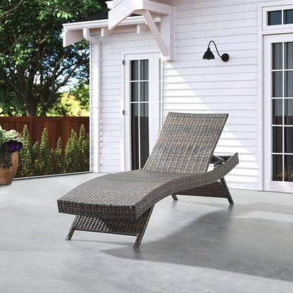 79'' Long Reclining Chair Set of 1, Chaise Lounge Wicker Reclining Lounge Chair, PE Rattan Chaise Lawn Sunbathing Chairs Beach Poolside Garden Backyard Backrest Recliners, Mixed Brown