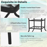 MKDLUFEI 32 Inch Umbrella Table with Hole, Outdoor Square Patio Table with Tempered Glass Top, for Balcony, Backyard - Photo 4