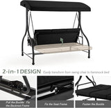 AECOJOY 3-Seat Outdoor Porch Swing with Adjustable Backrest and Canopy - Photo 2