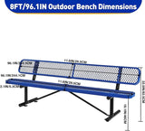8FT Heavy-Duty Park Bench for Outside - Black Coated Outdoor Furniture Steel Bench - Photo 3