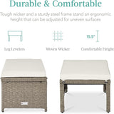 Best Choice Products Set of 2 Wicker Ottomans, Multipurpose Outdoor Furniture for Patio, Backyard, Additional Seating - Photo 2