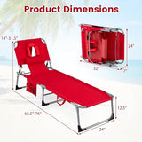 Giantex Face Down Tanning Chair, Folding Beach Lounge Chair w/ 4-Position Adjustable Backrest - Photo 3