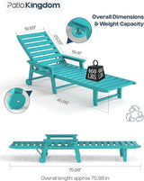 5-Position Adjustable Lounge Chair Outdoor, HDPE Outdoor Chaise Lounge with Cup Holder & Wheels - Photo 5