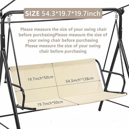 Porch Patio Swing Seat Cover Replacement,Waterproof Oxford Porch Bench Swing Replacement for 3 Seat Outdoor Garden Swings Chair, (Beige,54.3 x 19.7 x 19.7 Inches)