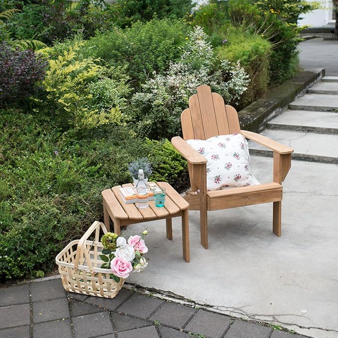 Cambridge Casual Arie Teak Adirondack Chair, Solid Indonesian Teak Wood Outdoor Seating with Natural Finish, Weather-Resistant Patio Chair for Porch, Lawn, Garden, Deck, or Backyard Relaxation