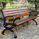 LITFAD Wooden Outdoor Bench Garden Bench with Backrest and Armrest Outdoor Furniture Park Bench for Patio, Lawn, Balcony - Photo 1