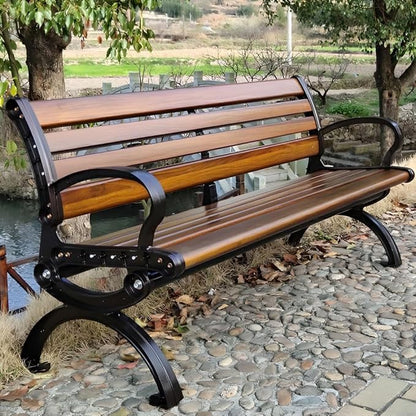 LITFAD Wooden Outdoor Bench Garden Bench with Backrest and Armrest Outdoor Furniture Park Bench for Patio, Lawn, Balcony, Yard, Porch-47 L x 16" W x 29" H,Coffee