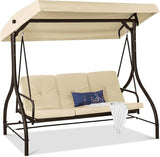Best Choice Products 3-Seat Outdoor Large Converting Canopy Swing Glider, Patio Hammock Lounge Chair for Porch - Photo 1