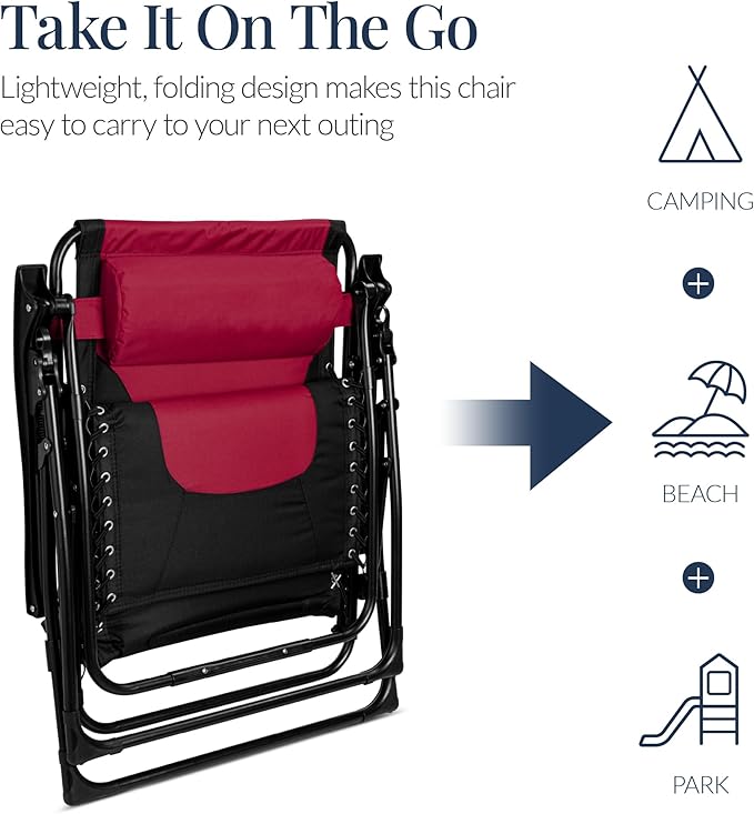 Best Choice Products Oversized Padded Zero Gravity Chair, Folding Outdoor Patio Recliner - Photo 7