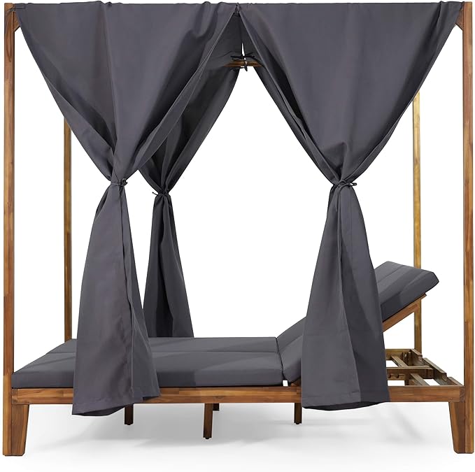 Christopher Knight Home Kinzie Outdoor DAYBED, Dark Grey + Teak Finish