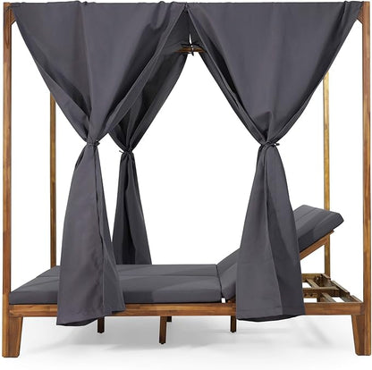 Christopher Knight Home Kinzie Outdoor DAYBED, Dark Grey + Teak Finish
