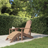 Brown HDPE Adirondack Garden Chair with Detachable Footstool for Patio, Outdoor Relaxation - Photo 1