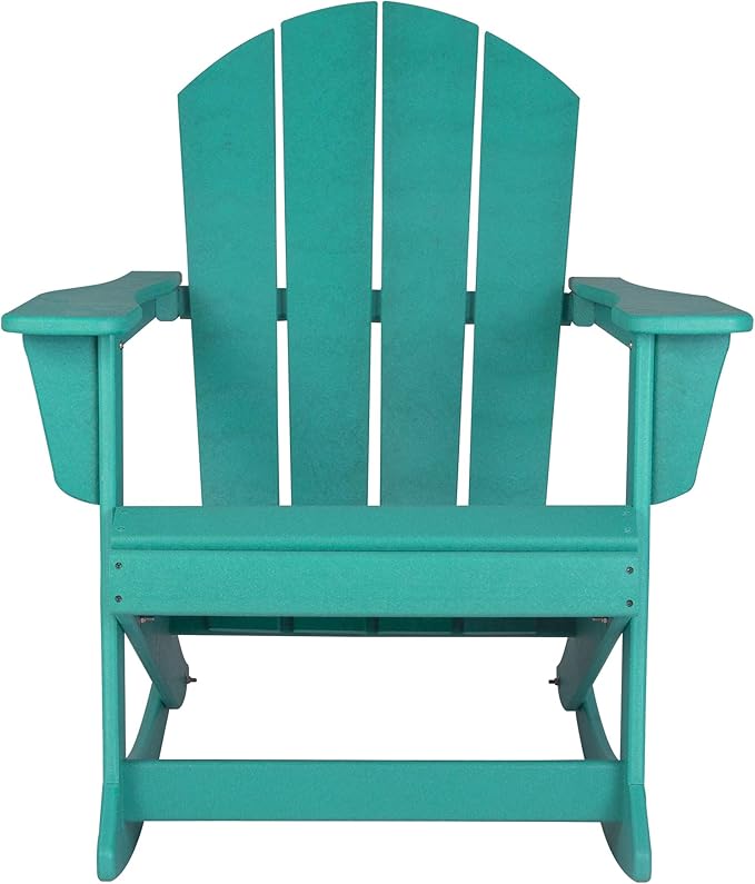 WO WESTIN OUTDOOR HDPE Laguna Outdoor Rocking Poly Adirondack Chair, Turquoise