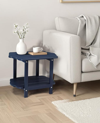 Outvita Adirondack Side Table, 24 Inch Square Outdoor End Table, HDPE Weather Resistant Coffee Table for Patio Balcony Deck Garden, Blue