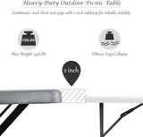 Giantex Picnic Table Bench Set Outdoor Camping All Weather Metal Base Wood-Like Texture Backyard Poolside Dining Party - Photo 5