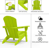 Folding Adirondack Chairs with Cup Holders, Set of 4 HDPE Plastic Outdoor Chairs, Weather Resistant, Real Wood Look - Photo 5