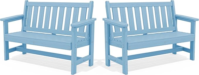 SERWALL Outdoor Bench, HDPE Outdoor Benches Weatherproof, 2-Person Garden Bench with 660 lbs Weight Capacity - Photo 1