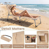 COSTWAY Tanning Chair with Face Hole, Folding Beach Lounge Chair with 4-Position Adjustable Backrest - Photo 8