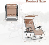 Goplus Zero Gravity Chairs, X-Large Folding Lounge Lawn Chair w/Canopy Shade & Cup Holder - Photo 3