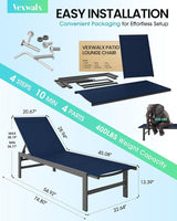 Outdoor Lounge Chairs Set of 2, Aluminum Patio Chaise Lounge Chairs with 5-Position Recliner - Photo 3