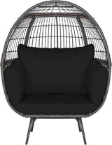 Tangkula PE Wicker Egg Chair, Patiojoy Oversized Indoor Outdoor Patio Lounge Chair with Cushions and Pillows - Photo 1