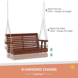 Outsunny Porch Swing with Chains and Cupholders, 2 Person Wooden Patio Swing Chair, 440 lbs. Weight Capacity, for Garden - Photo 3