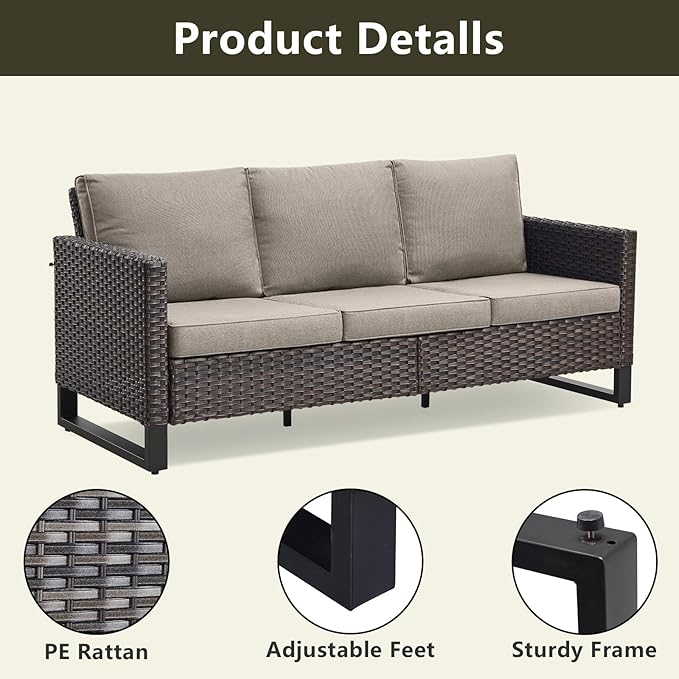 Rilyson Wicker Outdoor Patio Furniture Set - 6 Piece Patio Conversation Set with 2 Swivel Rocker Chairs - Photo 4