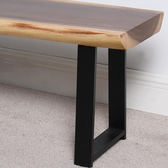 Solid Wood Bench Rectangle 47"x13"x18" H Vintage Wooden Entryway Stool Living Room End Table Rustic Live Edge Coffee Side Table Bedroom Bathroom Patio Outdoor Garden Foot Stool