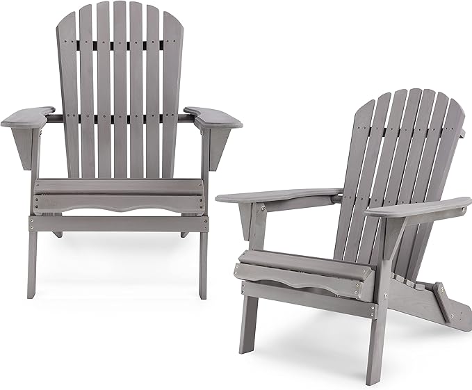 Set of 2 Cedar Wood Adirondack Chairs – Folding Outdoor Lounge Patio Chairs for Garden, Lawn & Backyard