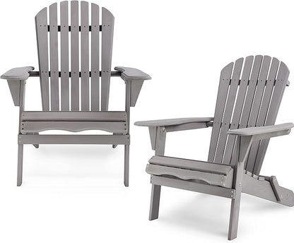 Set of 2 Cedar Wood Adirondack Chairs – Folding Outdoor Lounge Patio Chairs for Garden, Lawn & Backyard