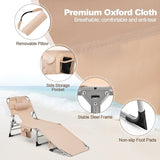 Tangkula Tanning Chair with Face Hole, Patio Folding Adjustable Reclining Beach Sunbathing Lounge Chair with Side Pocket - Photo 7