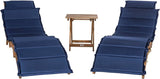 SAFAVIEH Outdoor Collection Pacifica Natural Brown Solid Wood/Navy Cushion 3-Piece Chaise Lounge Set with Table - Photo 1