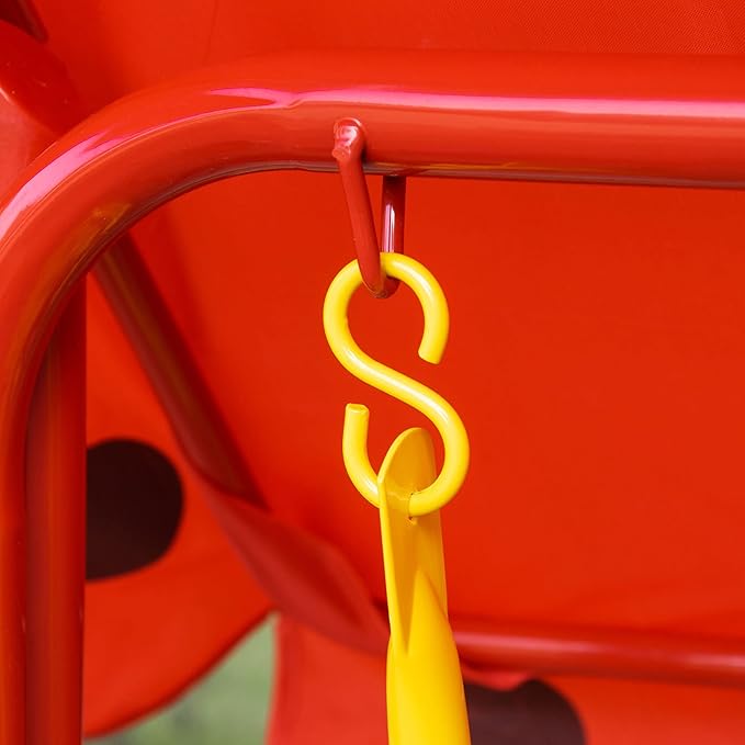 Outsunny Porch Swing for Kids with Adjustable Canopy to Block Sun at Angles, Kids Swing Chair with Seatbelts - Photo 8