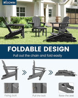 FOOWIN Folding Adirondack Chair Set of 2, HDPE Adirondack Chairs with Cup Holder - Photo 4