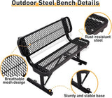 4Ft Outdoor Bench with Back Portable Frame, Outdoor Steel Park Bench with Backrest - Photo 6