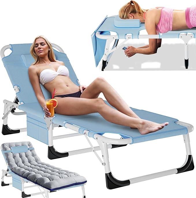 Slsy Folding Lounge Chairs Outdoor, Adjustable Sleeping Cot Chair - Photo 1