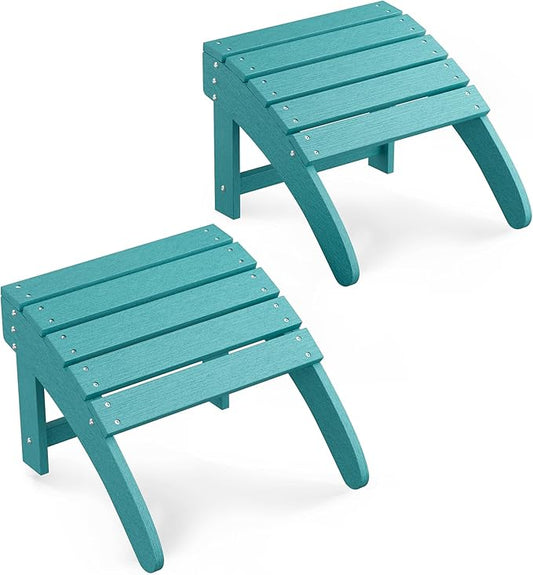 PeakPursuit HDPE Adirondack Ottoman Footrest for Adirondack Chair, Weatherproof Outdoor Resin Patio Footstool for Pool, Porch, Lawn & Backyard