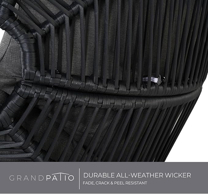 Grand patio Outdoor Modern 2-Seat Wicker Egg Chair with Cushion, Stationary Patio Loveseat Accent Chair, Grey