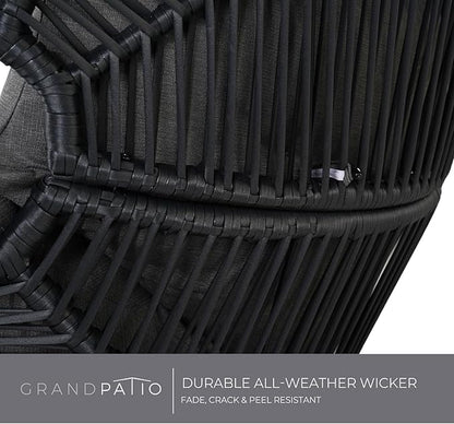 Grand patio Outdoor Modern 2-Seat Wicker Egg Chair with Cushion, Stationary Patio Loveseat Accent Chair, Grey