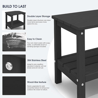 KINGYES Double Side Table, Adirondack End Table- Black