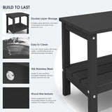KINGYES Outdoor Side Table Set of 6, Double Layer Adirondack End Table- Black - Photo 4