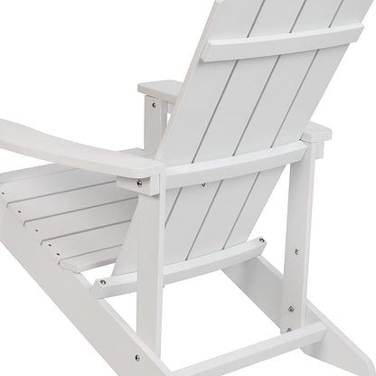 EMMA + OLIVER Outdoor White All-Weather Poly Resin Wood Adirondack Chair