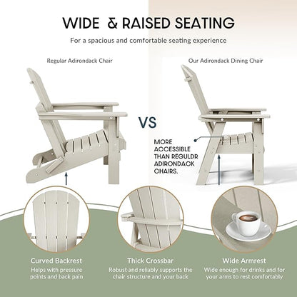 WestinTrends Malibu Outdoor Patio HDPE Plastic Adirondack Dining Chair Sand
