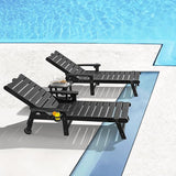 ONBRILL Patio Chaise Lounge Set of 2, Outdoor Lounge Chairs with 5-Level Adjustable Backrest, CupHolder, No Fade - Photo 2