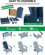 YEFU Adirondack Chair, Oversized Plastic Adirondack Chair Folding Outdoor Chairs with Cup Holder - Photo 8