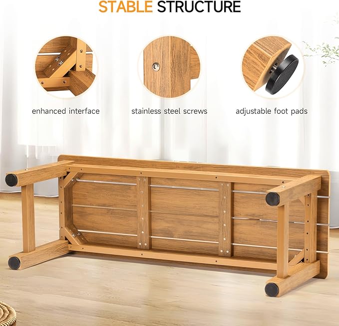 ONBRILL Outdoor Benches Weatherproof, 2-Person Poly Lumber Garden Bench - Photo 7
