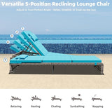 Chaise Lounge Set 3 Pieces, Outdoor Modern Patio Furniture Lounge Chairs Set of 2 with Adjustable Backrest & Side Table - Photo 4